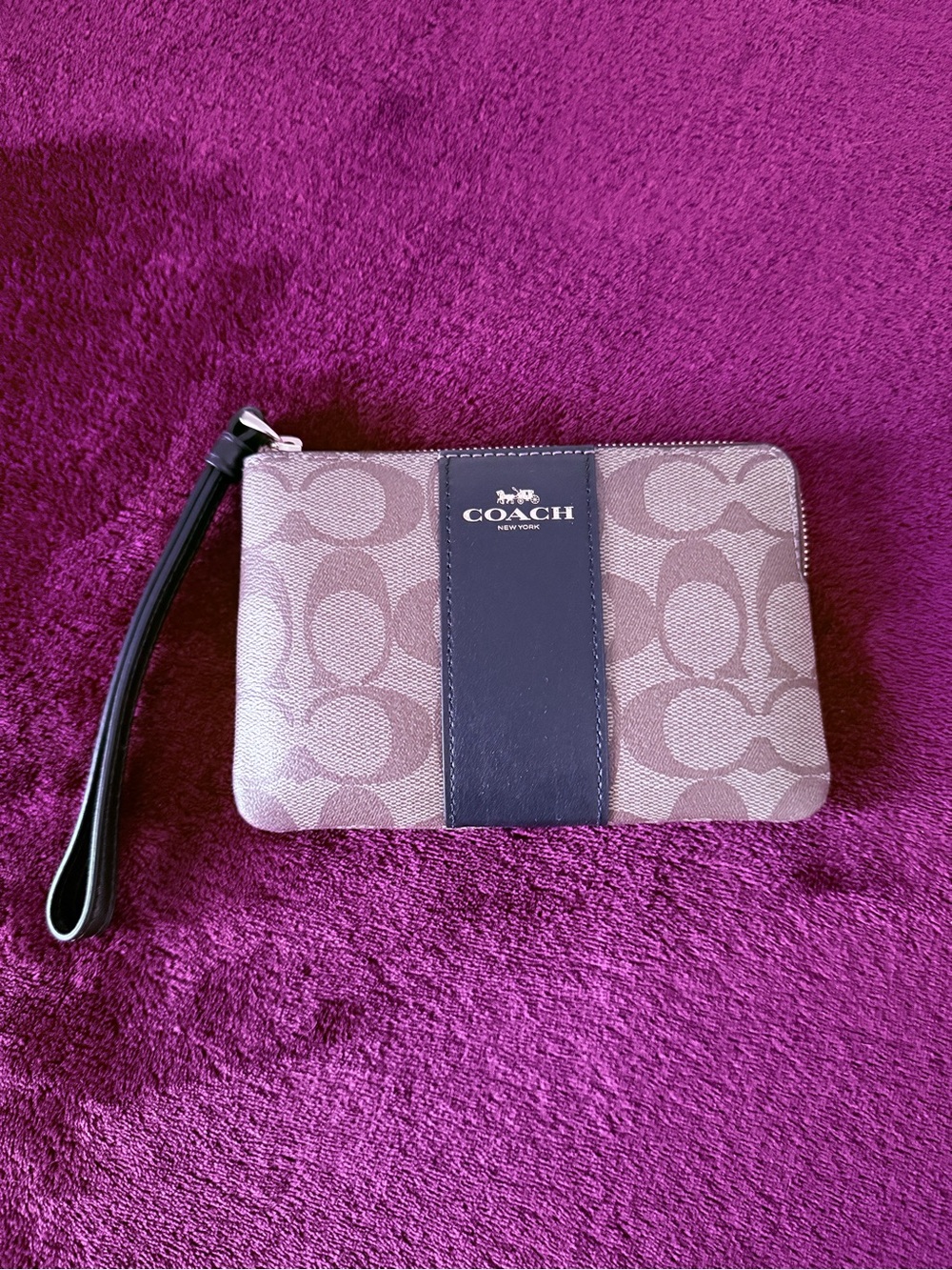 COACH NY Khaki and Brown Signature Wristlet